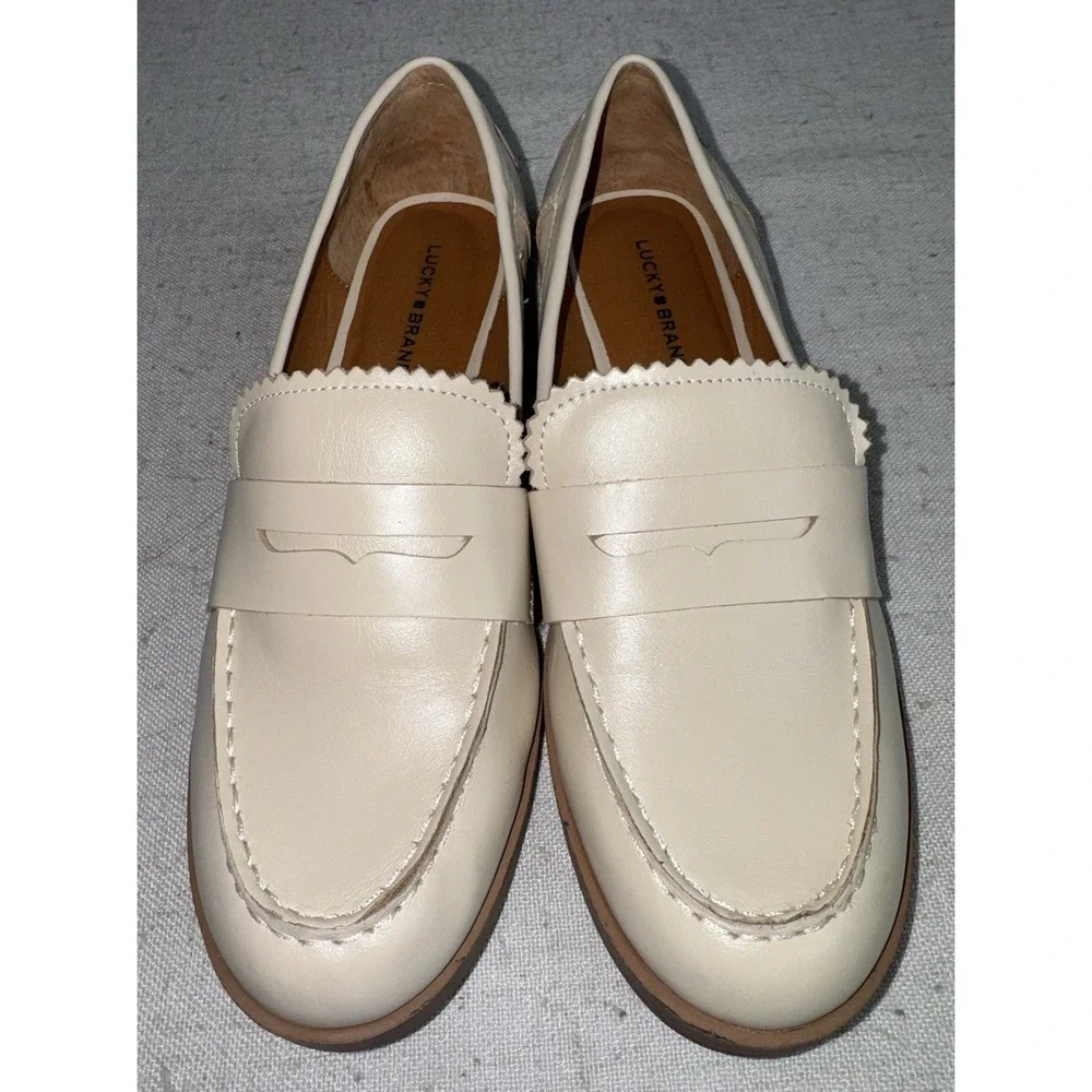 LUCKY BRAND‎ Floriss Penny Loafers Tailored Beige Vanilla Leather Women's 8